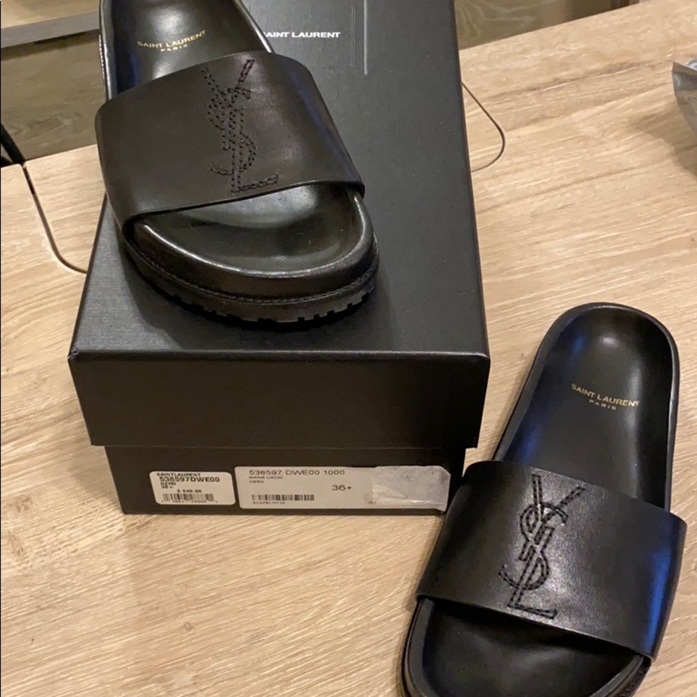 YSL Leather Slides